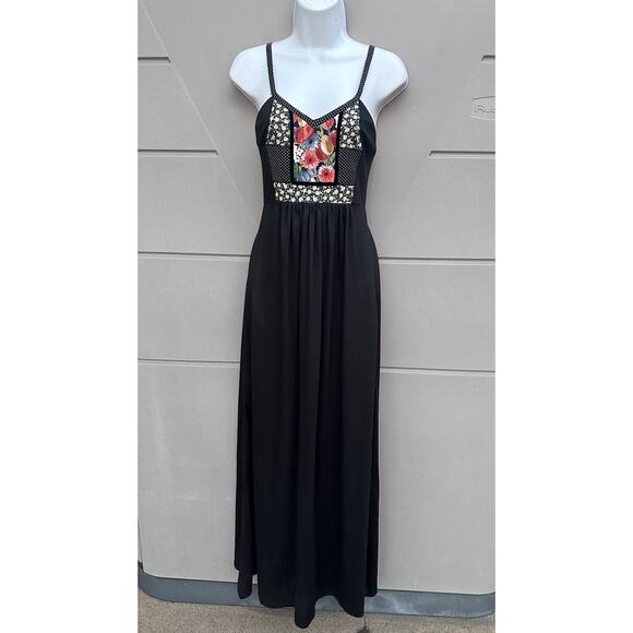 VTG 70s P.J. Walsh NY Boho Maxi Dress Floral Polka Dot Patchwork Sz 6 Union Made - Picture 7 of 15